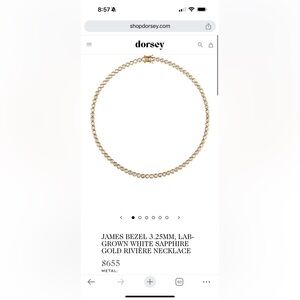 JAMES BEZEL 3.25MM white sapphire gold RIVIÈRE NECKLACE, 16” tennis necklace